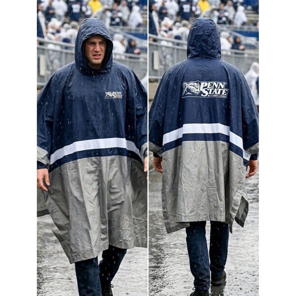 Penn State Nittany Lions G-III Hooded Rain Poncho Vinyl Blue Grey OSFM Unisex